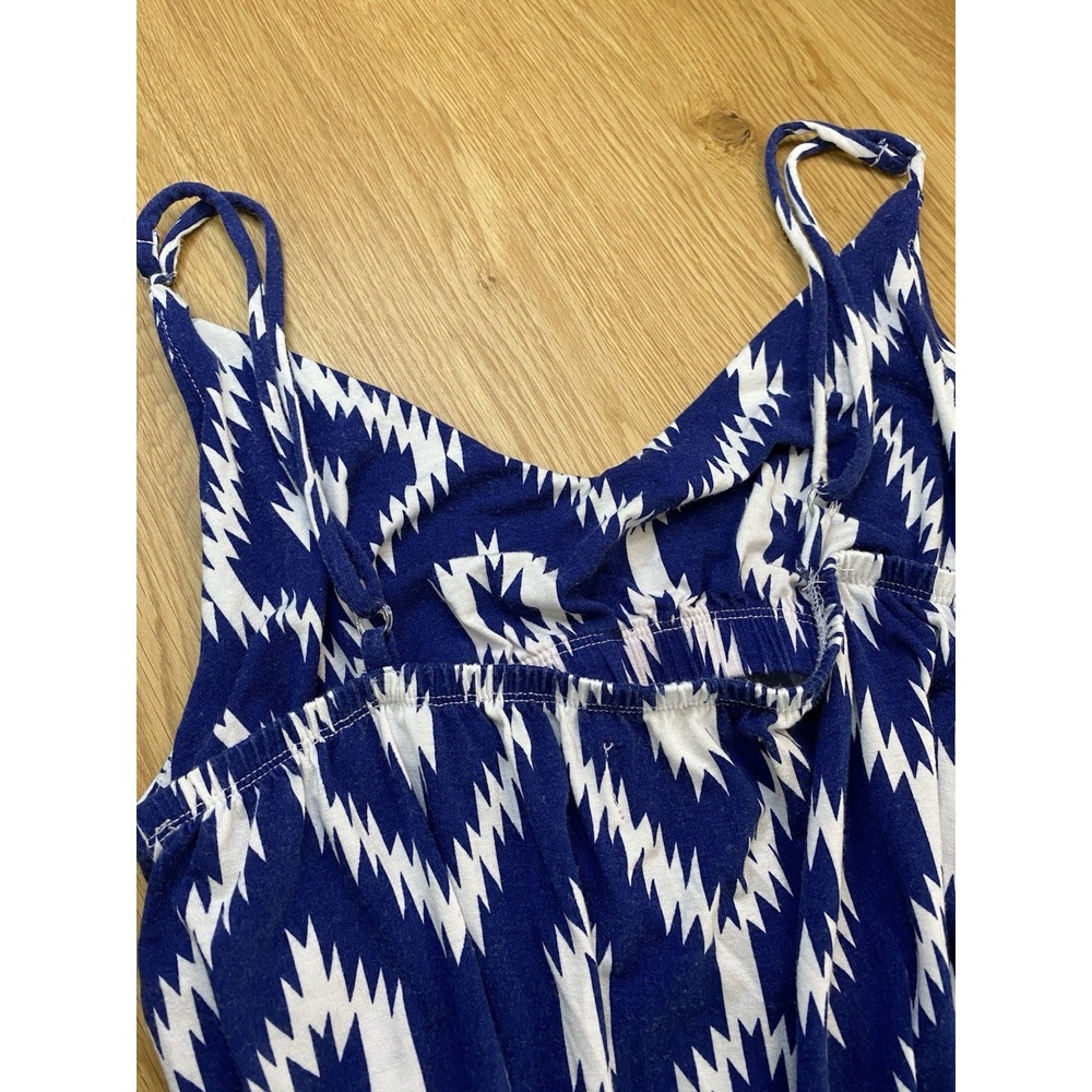 Macbeth Collection Maxi Dress M Blue White Ikat Sleeveless‎ Boho Summer - Picture 6 of 9